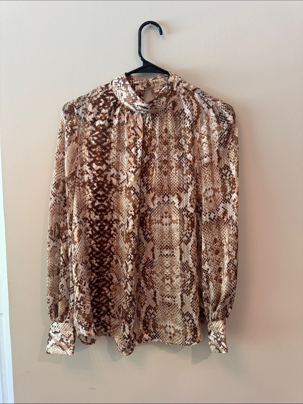 H&M Brown and Cream Snake Print Blouse
